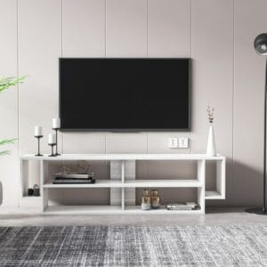 Home Gallery Modern White TV Stand and Media Console - White