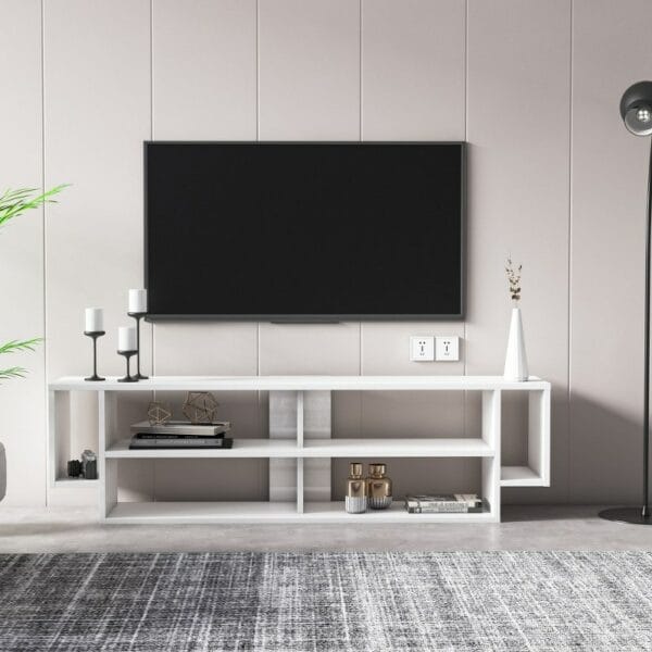 Home Gallery Modern White TV Stand and Media Console - White