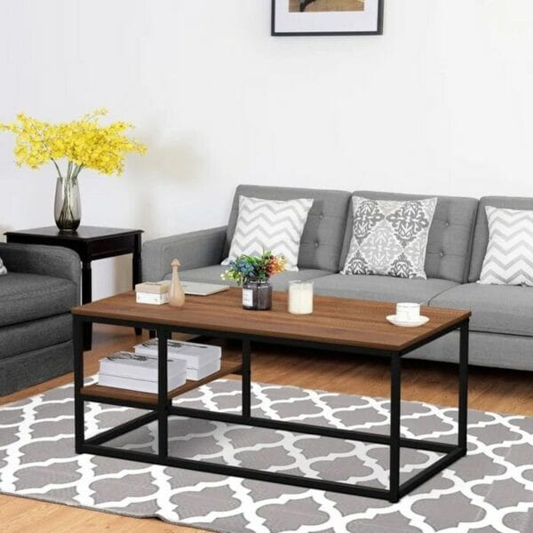 Coffee Table With Shelf - BROWN42X102X52