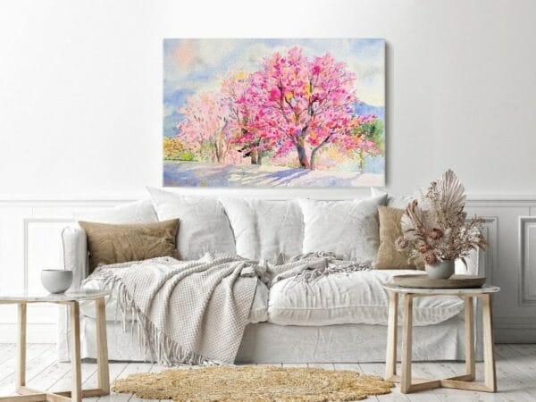 Canvas Wall Art, Abstract Framed Portrait of Wild himalayan cherry in the morning
