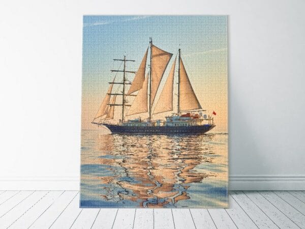 Canvas Wall Art, Abstract Framed Portrait of Sailing ship race. Cruises and yachting
