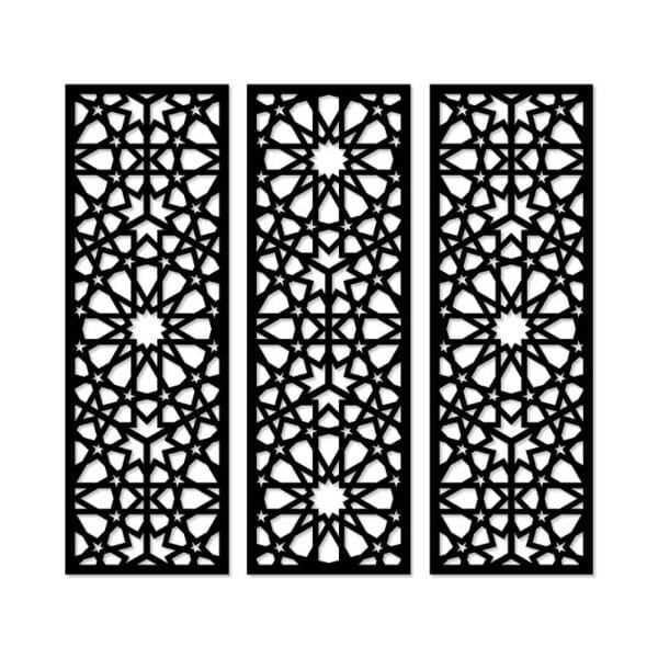 Decorative arabesque style wood wall Art 3 panels 80X80 cm