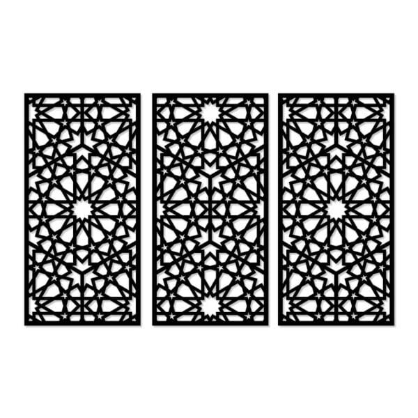 Decorative arabesque style wood wall Art 3 panels 80X130 cm