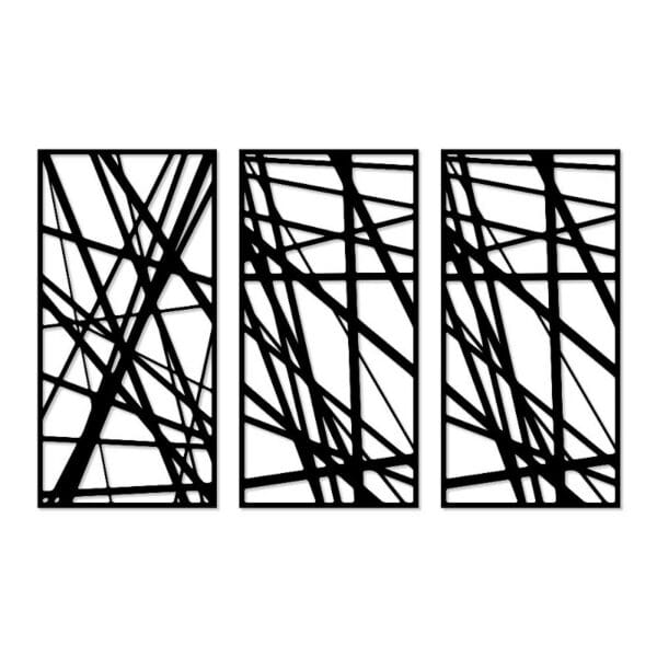 Decorative Abstract linear pattern wood wall Art 3 panels 80X130 cm