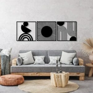 Geometric Unique wood Wall Art - Set of 3 Panel Each 60x60