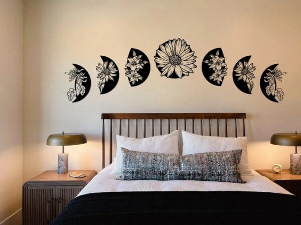 Flower Moon Phase wood Wall D?cor - Set of 7 Each 30x30