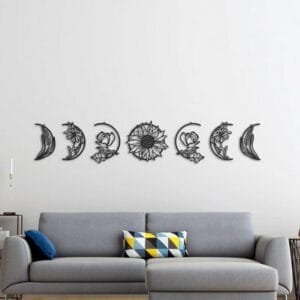 Floral Moon Phase Wood Wall Art - Set of 7 Each 30x30