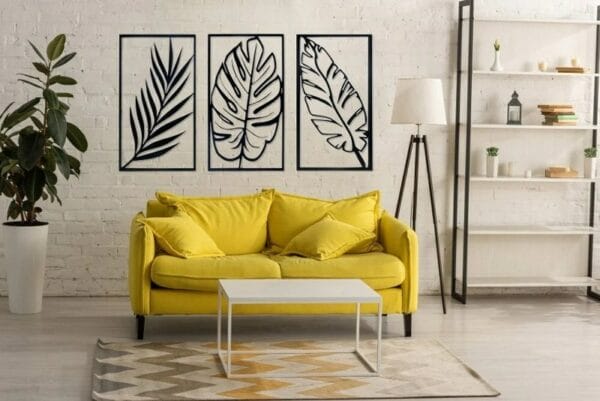 Tropical Metal Leaves wood wall Set of 3 Each 75x40
