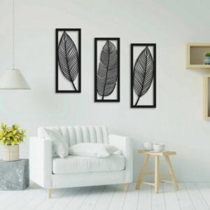 Leaf Wood Wall Dcor - Set of 3 Each 80x30