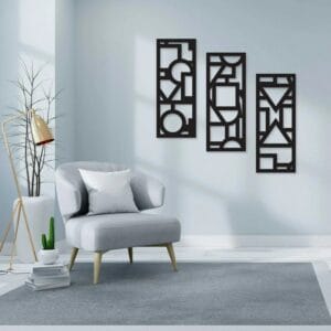 Geometric Wood Wall Dcor - Set of 3 Each 80x30