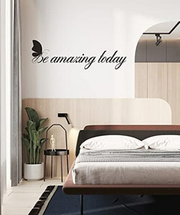Be Amazing Today Butterflies wall Sticker art 55x20 cm Black