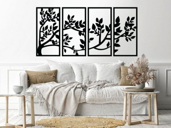 Decorative tree wall Sticker art 4 panels 80X140 cm
