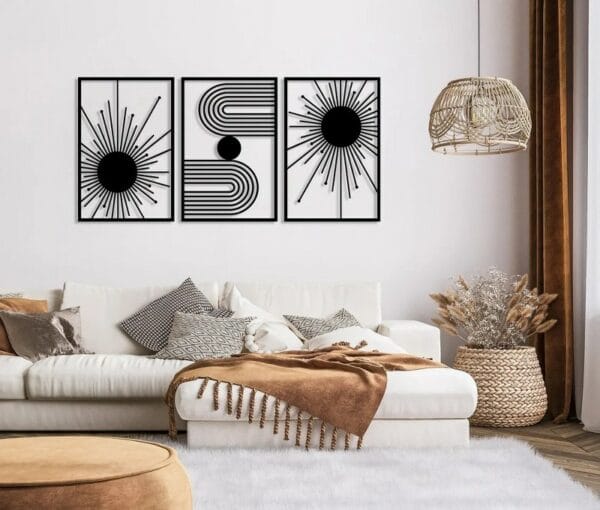 Unique Boho wall Sticker art  Set of 3 Panel Each 60x40