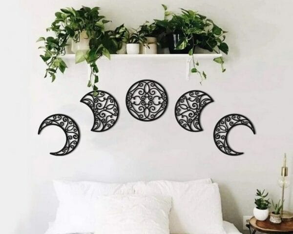 Lunation Moon wall Sticker art Set of 5 Each 30x30