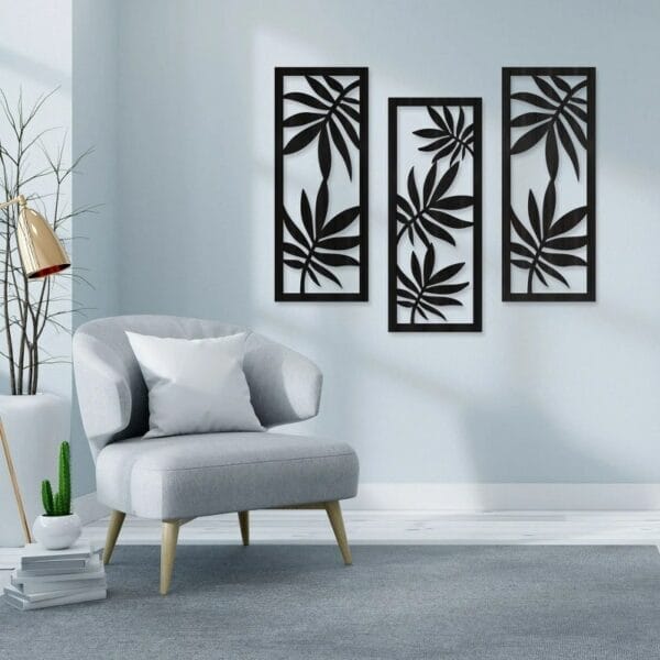 Leaf  Wall sticker Decoration Set of 3 Each 80x30