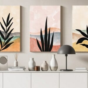 leaves boho branch Printed canvas wall art