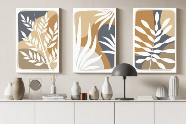 hand drawn flat design boho canvas Printed wall art