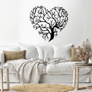 Tree heart Wood Wall art 80x80 Black