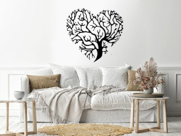 Tree heart Wood Wall art 80x80 Black