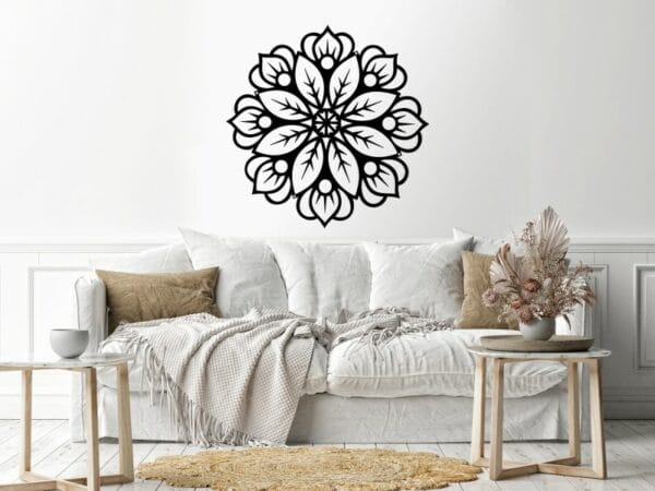 Geometric shape flower wall Sticker 80x80 Black