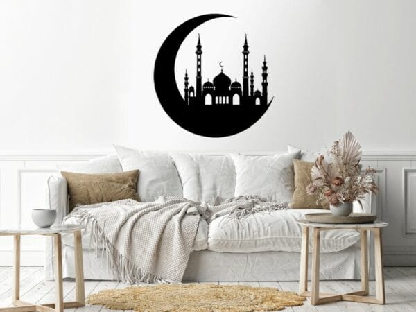 Indian mosque Wood Wall art 80x80 Black