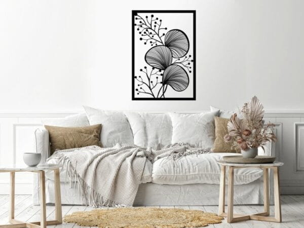 plants Wood Wall art 80x110 Black