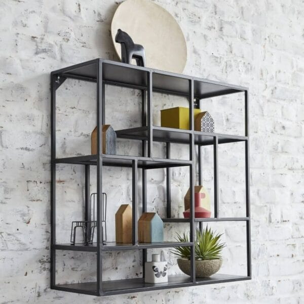 Home glass shelf 70x70x30 black