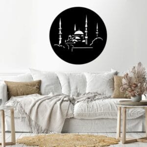 مسجد عثماني لوحة جدارية خشبية 60x60 أسود
