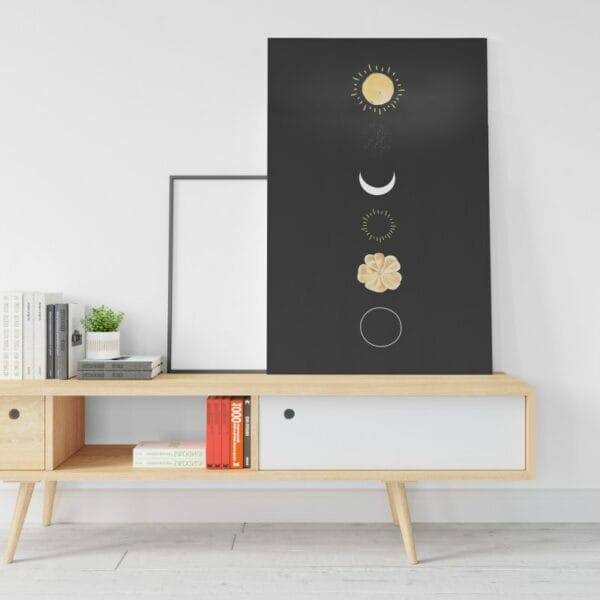 canvas Moon Phases Decor Cosmic Lunar Moon Phases Sun and Moon Printed wall art