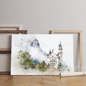 Great White castle in the forest canvas printed  wall art