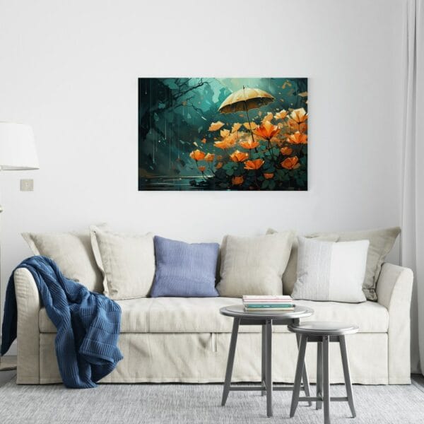 Amazing Flowers In The Rain canvas printed  wall art