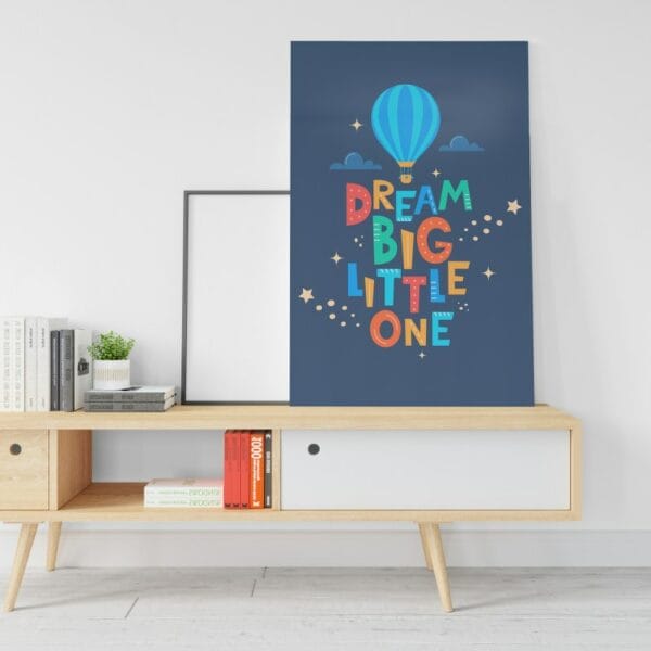 "Dream Big Little canvas One Vintage Hot Air Balloon Watercolor Printed wall art