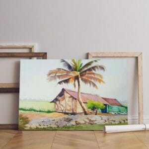 رسم أشجار جوز الهند بالألوان المائية للمبتدئين