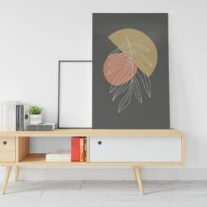 Beautiful Hand drawn line with abstract canvas shape Mid century scandinavian nordic style