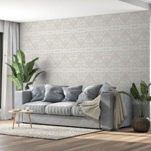 ورق حائط من القماش بتصميم خطوط بيضاء جميلة مع الشمس يغطي مساحة تصل إلى 4.2م×3م مع لاصق وأداة تنعيم