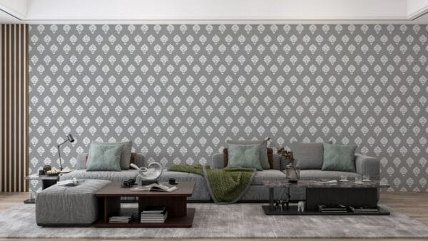 Grey And White Geometric pattern  Fabric Wallpaper Covers an area ​​up to 4.2mX3m with adhesive  and smoothing tool