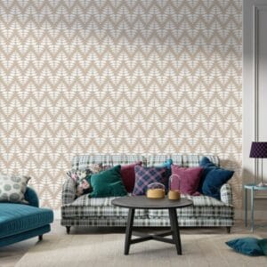 Geometric Sahara Geo Gold Fabric Wallpaper Covers an area ​​up to 4.2mX3m with adhesive  and smoothing tool