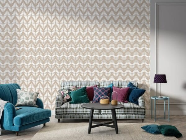 Geometric Sahara Geo Gold Fabric Wallpaper Covers an area ​​up to 4.2mX3m with adhesive  and smoothing tool