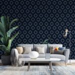 Abstract Geometric Pattern Blue Fabric Wallpaper Covers an area ​​up to 4.2mX3m with adhesive  and smoothing tool