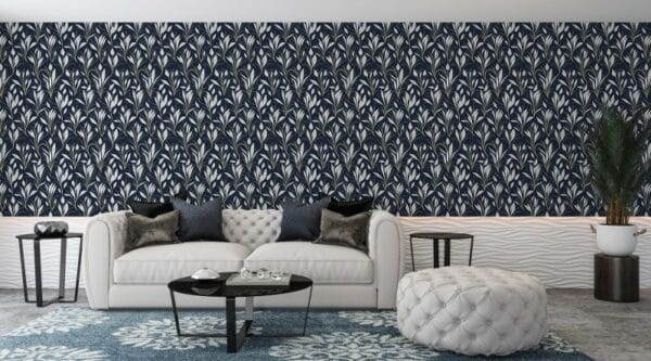 Parisian lilies pattern Fabric Wallpaper Covers an area ​​up to 4.2mX3m with adhesive  and smoothing tool