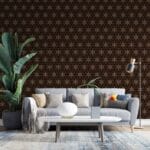 خلفية قماشية بزهرة هندسية حمراء تايلاندية تغطي مساحة تصل إلى 4.2 م × 3 م باستخدام أداة لاصقة وتنعيم