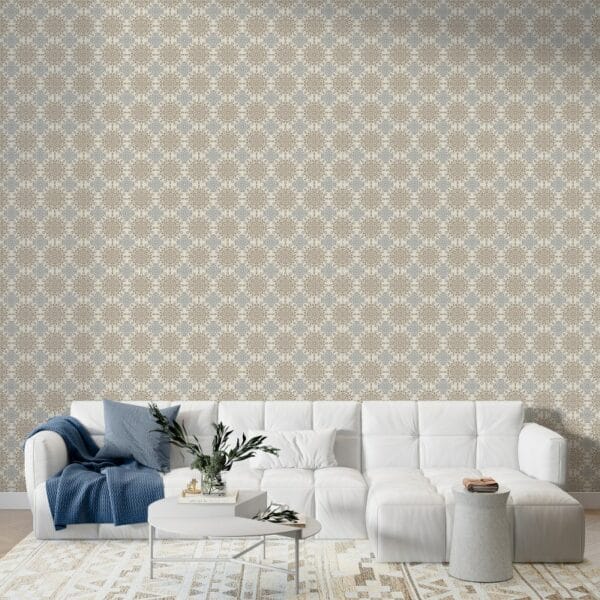 Textile geometric brown and gray with a beautiful pattern Fabric Wallpaper Covers an area ​​up to 4.2mX3m with adhesive  and smoothing tool