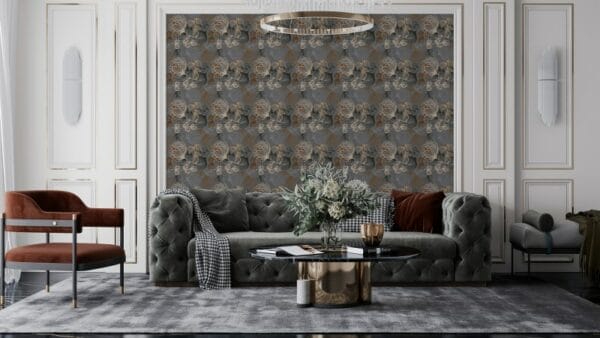 Seamless Pattern Wilted Flowers Decomposition  Fabric Wallpaper Covers an area ​​up to 4.2mX3m with adhesive  and smoothing tool