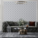 Luxury silver Vector Fabric Wallpaper Covers an area ​​up to 4.2mX3m with adhesive  and smoothing tool