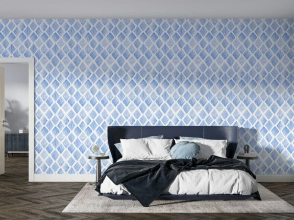 Beautiful Blue watercolor seamless pattern  Fabric Wallpaper Covers an area ​​up to 4.2mX3m with adhesive  and smoothing tool