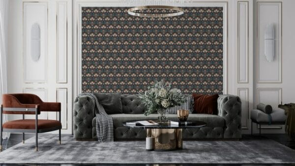 Ethnic Floral Seamless Pattern Fabric Wallpaper Covers an area ​​up to 4.2mX3m with adhesive  and smoothing tool