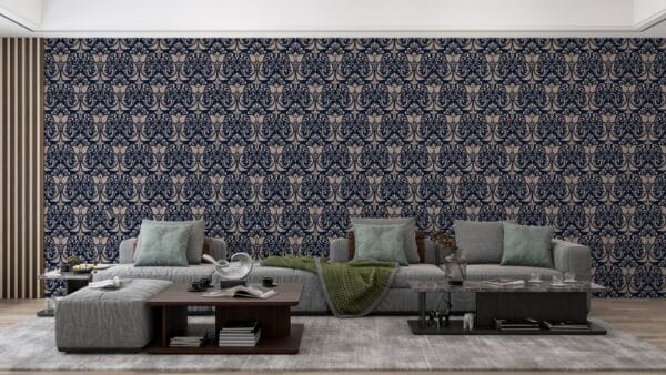 Amazing Gold Vintage Pattern Fabric Wallpaper Covers an area ​​up to 4.2mX3m with adhesive  and smoothing tool
