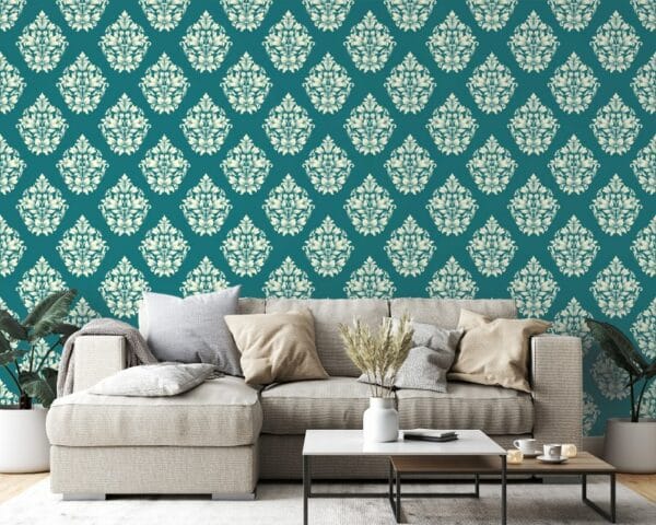 Damask seamless pattern element Fabric Wallpaper Covers an area ​​up to 4.2mX3m with adhesive  and smoothing tool