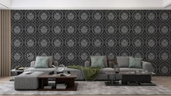 Vector damask seamless pattern Fabric Wallpaper Covers an area ​​up to 4.2mX3m with adhesive  and smoothing tool