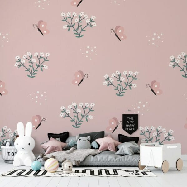 Butterfly vector seamless pattern Fabric Wallpaper Covers an area ​​up to 4.2mX3m with adhesive  and smoothing tool